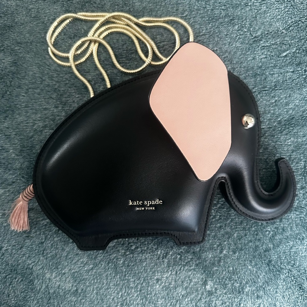 Authentic Kate Spade Tiny Elephant Crossbody in black leather